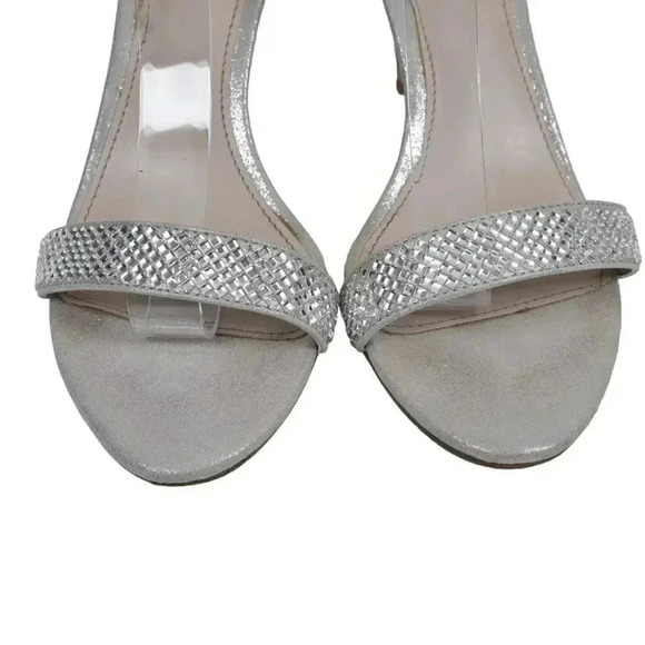 Carvela  Stiletto Heel Sandals Silver Metallic Sling back Size 37 - Picture 8 of 15